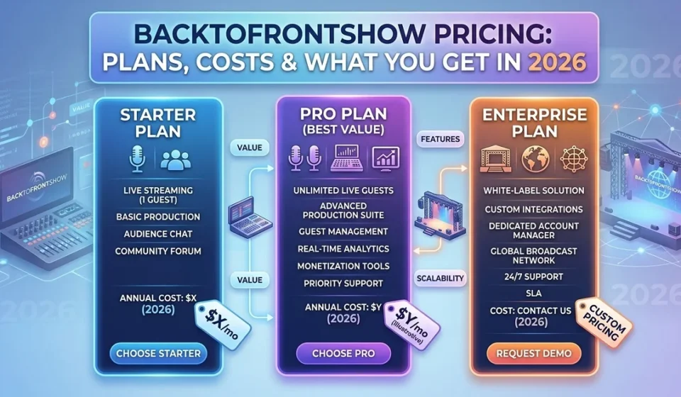 BacktoFrontShow pricing plans and podcast analytics dashboard