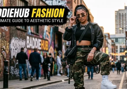 A stylish model in urban streetwear representing the ultimate Baddiehub fashion aesthetic