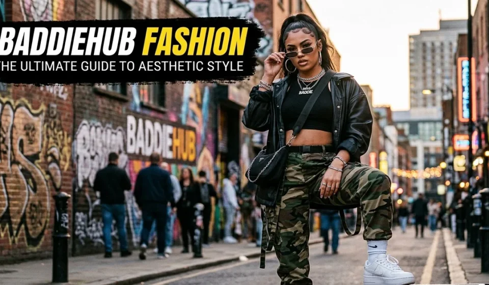 A stylish model in urban streetwear representing the ultimate Baddiehub fashion aesthetic
