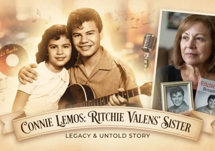 Connie Lemos, sister of Ritchie Valens, honoring his legacy with a memorial photo and book.