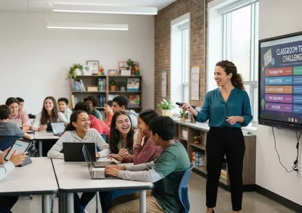 Teacher hosting an engaging Gimkit classroom game