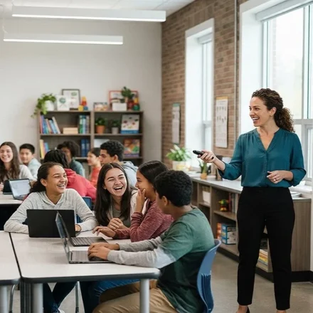 Teacher hosting an engaging Gimkit classroom game