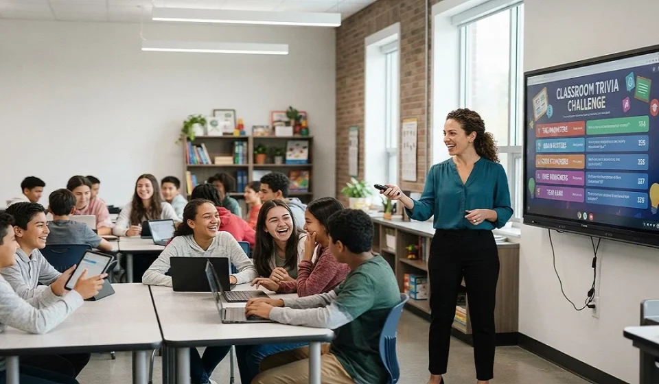 Teacher hosting an engaging Gimkit classroom game