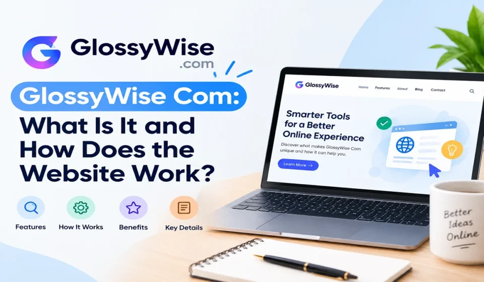 GlossyWise Com website homepage and its main features
