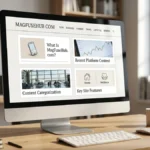 MagFuseHub Com website displayed on a desktop screen with multiple magazine content categories.
