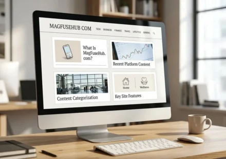 MagFuseHub Com website displayed on a desktop screen with multiple magazine content categories.