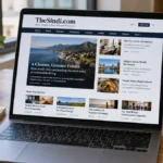 TheSindi.com website displayed on a laptop screen