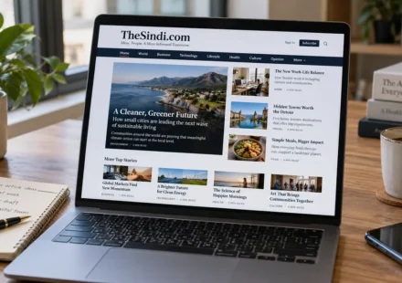 TheSindi.com website displayed on a laptop screen