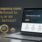 Person checking the Alertsquora.com website on a laptop at a desk