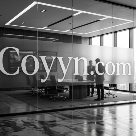 Person researching the coyyn.com website on a laptop at a desk
