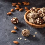 Healthy homemade protein balls with nuts, oats, and seeds