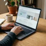 Person browsing a website on a laptop to learn more about Yenkly.com